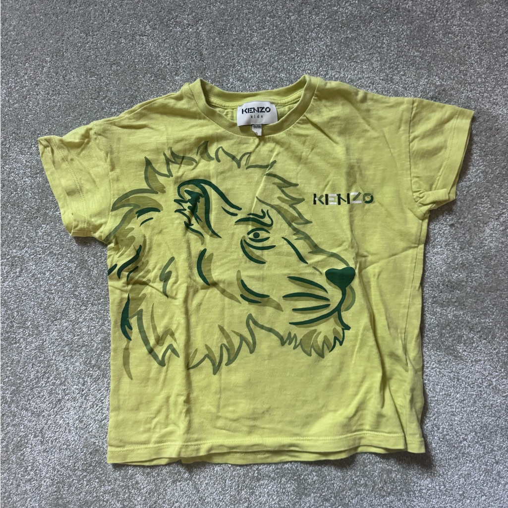 Kenzo Yellow Tee With Green Lion Graphic
